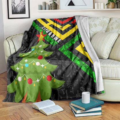Zimbabwe Christmas Blanket Flag Colors Xmas Tree and Holiday - African Pride