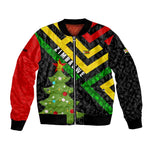 Zimbabwe Christmas Bomber Jacket Flag Colors Xmas Tree and Holiday - African Pride
