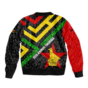 Zimbabwe Christmas Bomber Jacket Flag Colors Xmas Tree and Holiday - African Pride