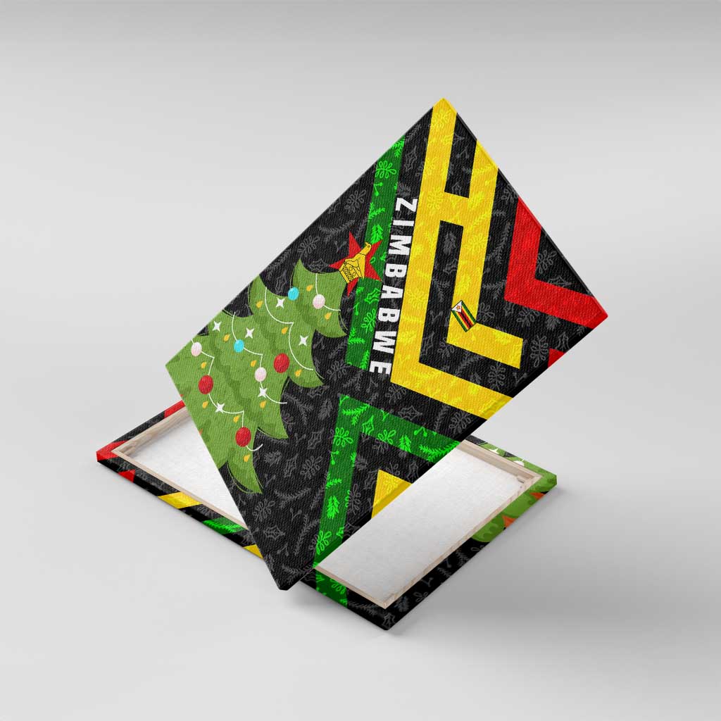 Zimbabwe Christmas Canvas Wall Art Flag Colors Xmas Tree and Holiday - African Pride