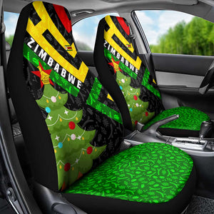 Zimbabwe Christmas Car Seat Cover Flag Colors Xmas Tree and Holiday - African Pride