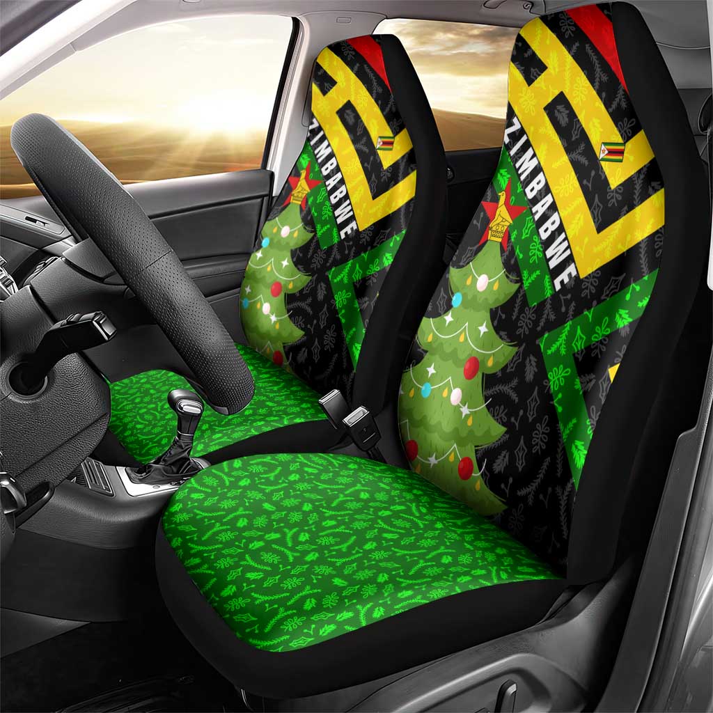 Zimbabwe Christmas Car Seat Cover Flag Colors Xmas Tree and Holiday - African Pride