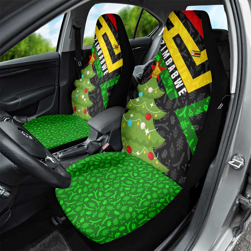 Zimbabwe Christmas Car Seat Cover Flag Colors Xmas Tree and Holiday - African Pride