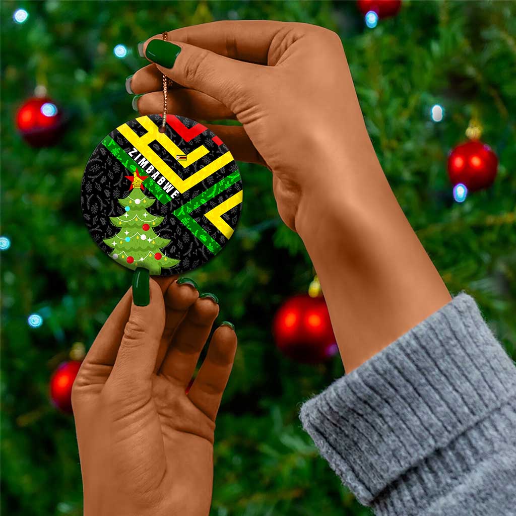 Zimbabwe Christmas Ceramic Ornament Flag Colors Xmas Tree and Holiday - African Pride