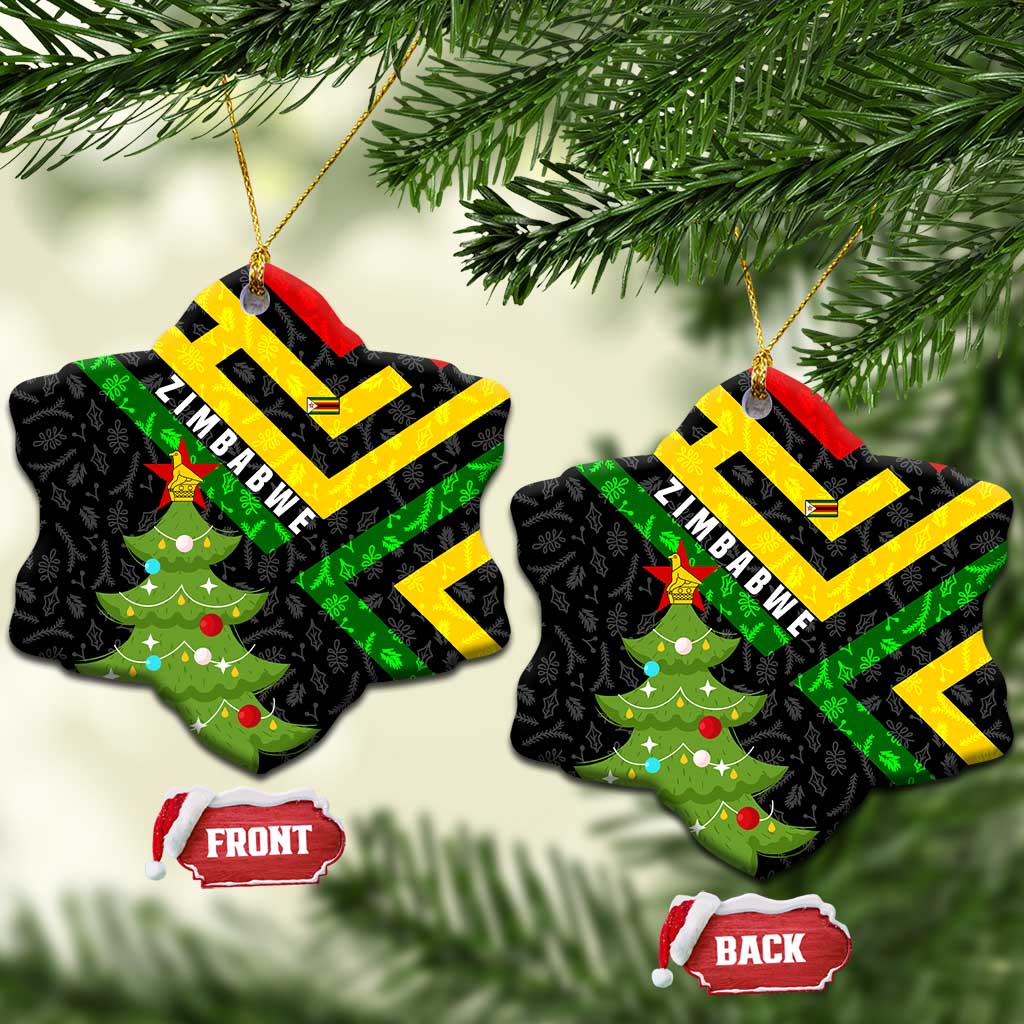 Zimbabwe Christmas Ceramic Ornament Flag Colors Xmas Tree and Holiday - African Pride