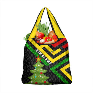 Zimbabwe Christmas Grocery Bag Flag Colors Xmas Tree and Holiday - African Pride