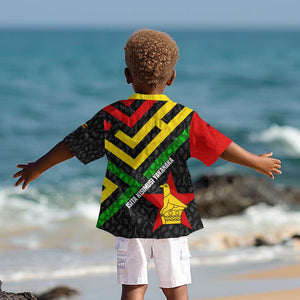 Zimbabwe Christmas Kid Hawaiian Shirt Flag Colors Xmas Tree and Holiday - African Pride