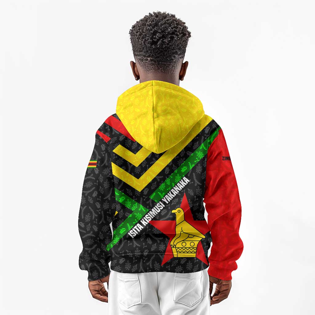 Zimbabwe Christmas Kid Hoodie Flag Colors Xmas Tree and Holiday - African Pride