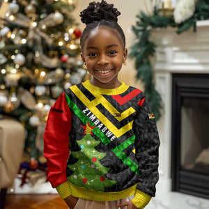 Zimbabwe Christmas Kid Ugly Christmas Sweater Flag Colors Xmas Tree and Holiday - African Pride