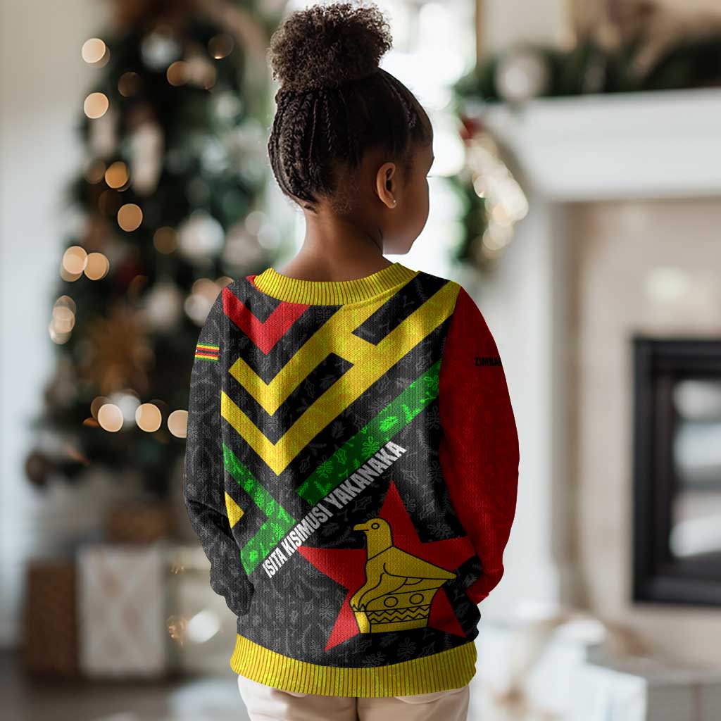 Zimbabwe Christmas Kid Ugly Christmas Sweater Flag Colors Xmas Tree and Holiday - African Pride