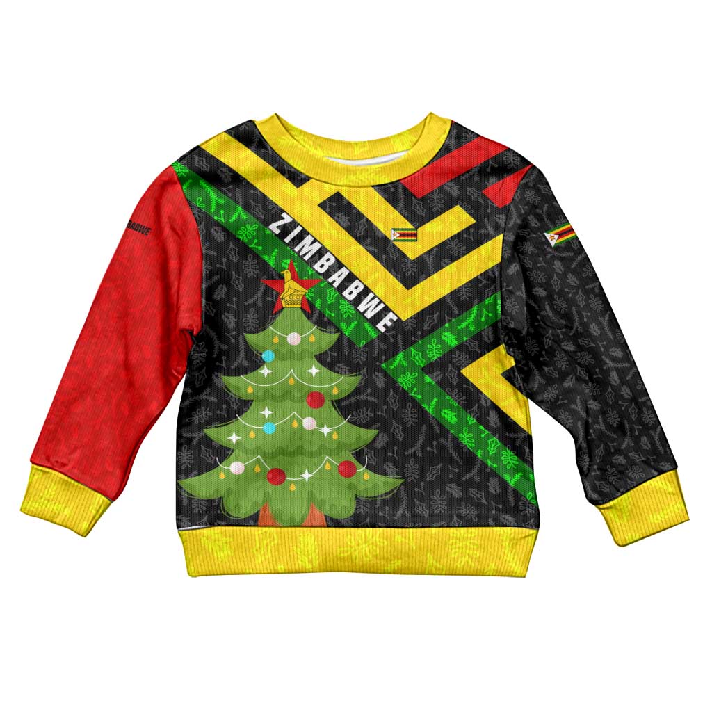 Zimbabwe Christmas Kid Ugly Christmas Sweater Flag Colors Xmas Tree and Holiday - African Pride
