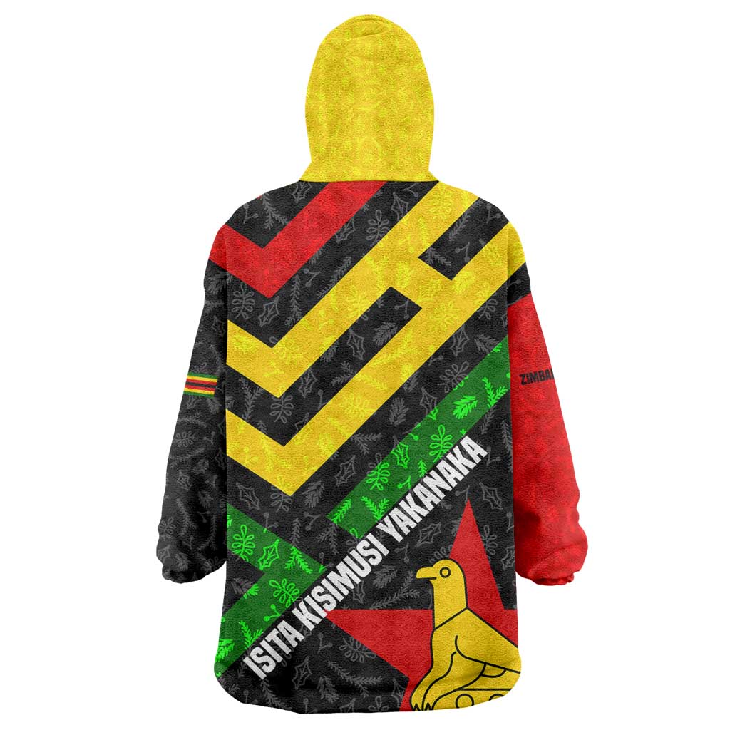 Zimbabwe Christmas Kid Wearable Blanket Hoodie Flag Colors Xmas Tree and Holiday - African Pride