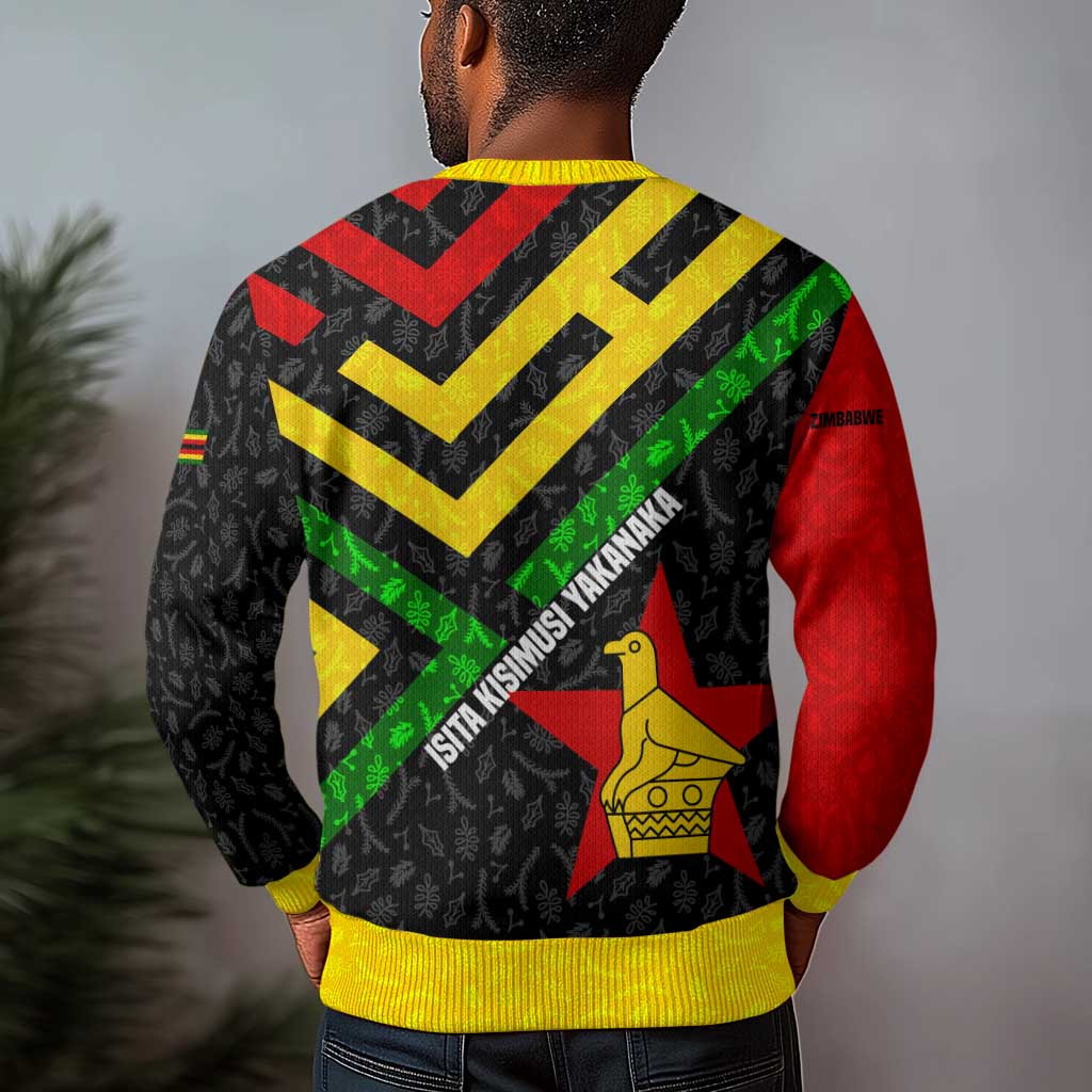 Zimbabwe Christmas Ugly Christmas Sweater Flag Colors Xmas Tree and Holiday - African Pride