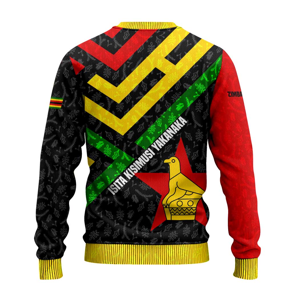 Zimbabwe Christmas Ugly Christmas Sweater Flag Colors Xmas Tree and Holiday - African Pride