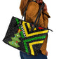Zimbabwe Christmas Leather Tote Bag Flag Colors Xmas Tree and Holiday - African Pride