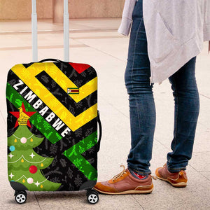 Zimbabwe Christmas Luggage Cover Flag Colors Xmas Tree and Holiday - African Pride