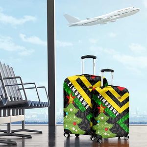 Zimbabwe Christmas Luggage Cover Flag Colors Xmas Tree and Holiday - African Pride