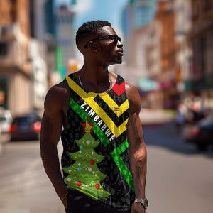 Zimbabwe Christmas Men Tank Top Flag Colors Xmas Tree and Holiday - African Pride