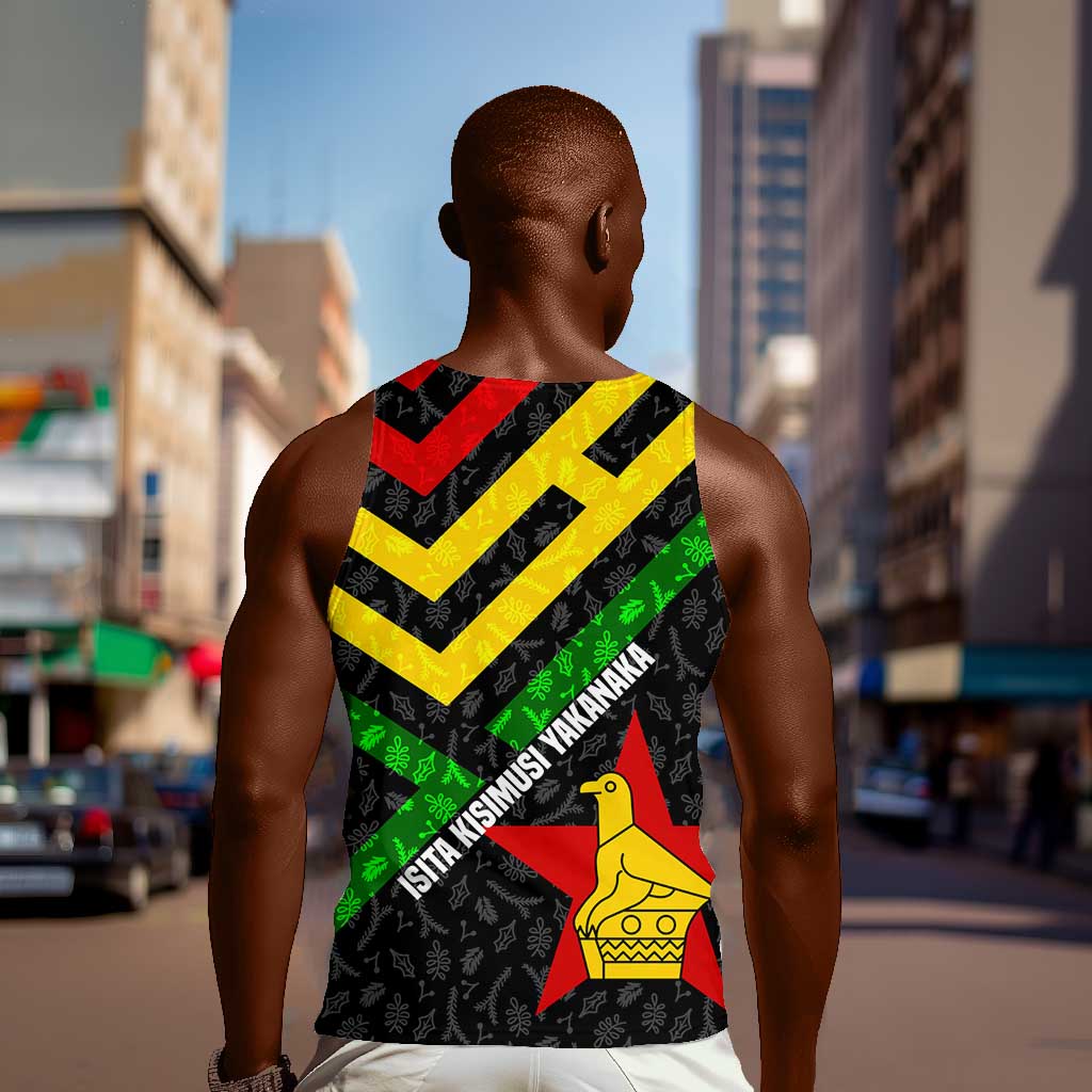 Zimbabwe Christmas Men Tank Top Flag Colors Xmas Tree and Holiday - African Pride