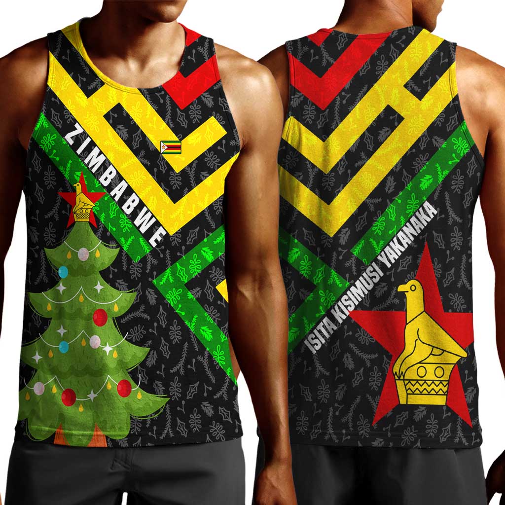 Zimbabwe Christmas Men Tank Top Flag Colors Xmas Tree and Holiday - African Pride