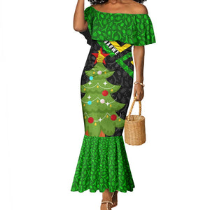 Zimbabwe Christmas Mermaid Dress Flag Colors Xmas Tree and Holiday - African Pride
