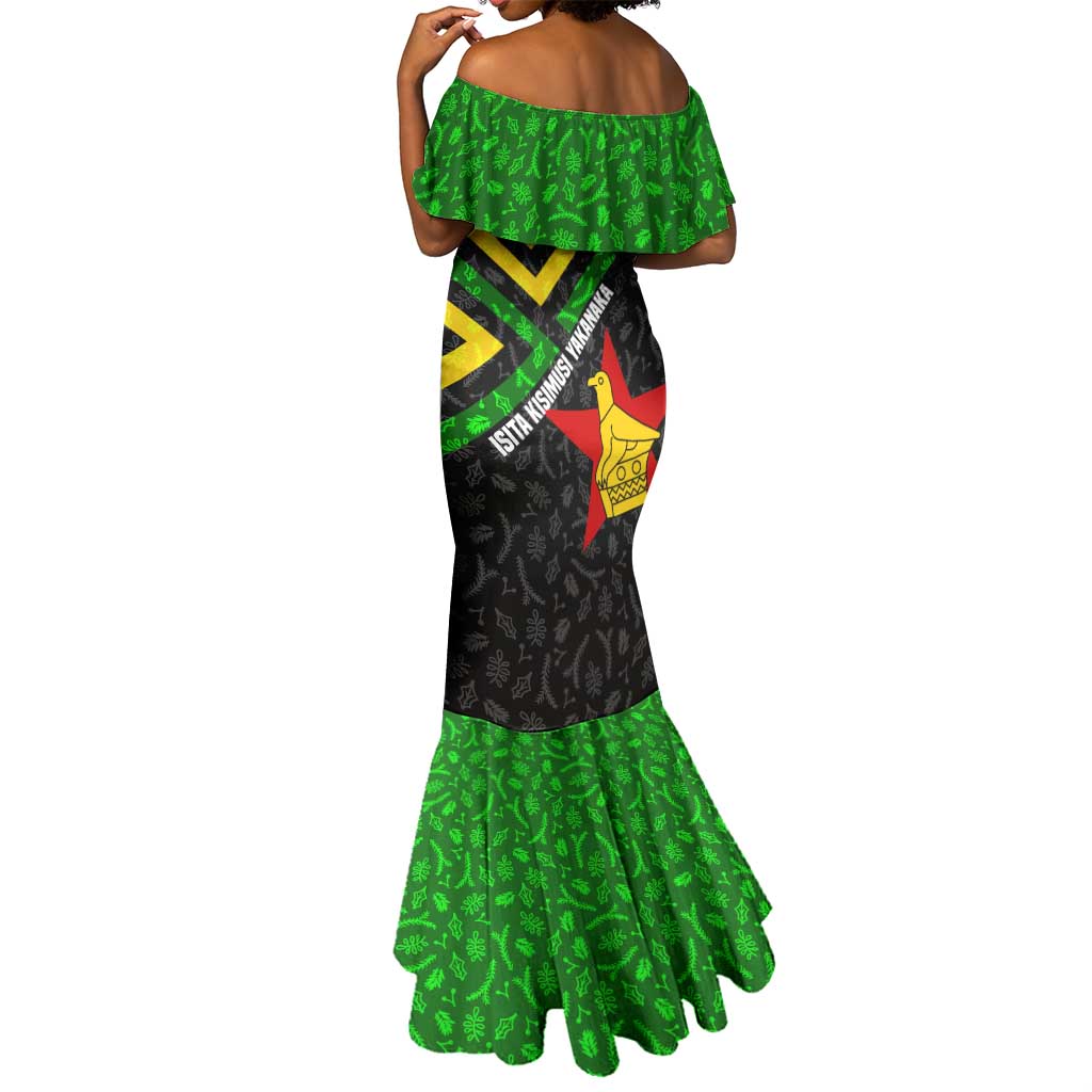 Zimbabwe Christmas Mermaid Dress Flag Colors Xmas Tree and Holiday - African Pride