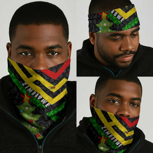 Zimbabwe Christmas Neck Gaiter Flag Colors Xmas Tree and Holiday - African Pride