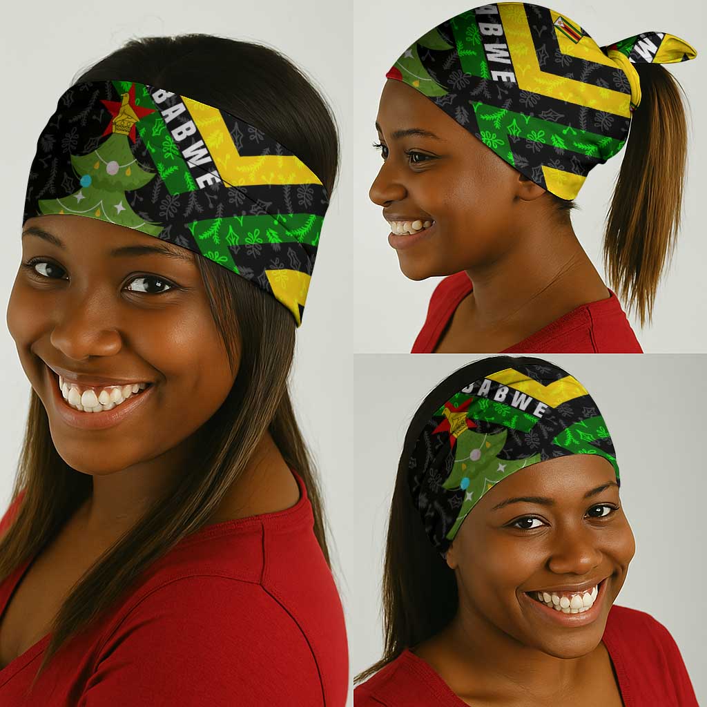 Zimbabwe Christmas Neck Gaiter Flag Colors Xmas Tree and Holiday - African Pride