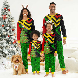 Zimbabwe Christmas Pajama Set Flag Colors Xmas Tree and Holiday - African Pride