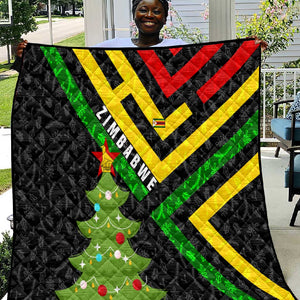 Zimbabwe Christmas Quilt Flag Colors Xmas Tree and Holiday - African Pride