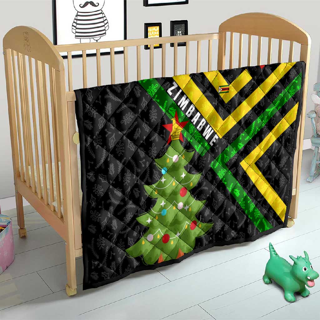 Zimbabwe Christmas Quilt Flag Colors Xmas Tree and Holiday - African Pride