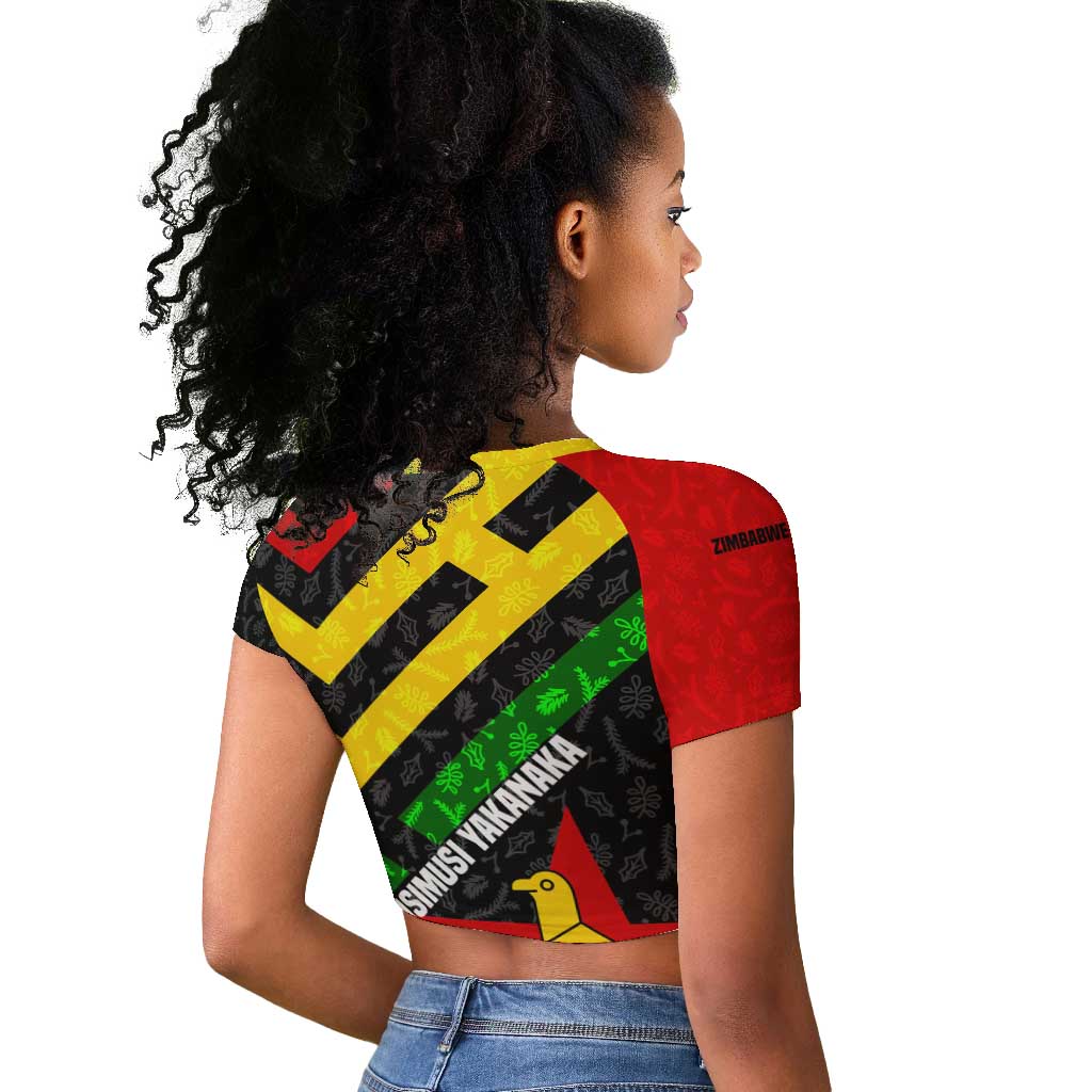 Zimbabwe Christmas Raglan Cropped T shirt Flag Colors Xmas Tree and Holiday - African Pride