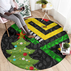 Zimbabwe Christmas Round Carpet Flag Colors Xmas Tree and Holiday - African Pride