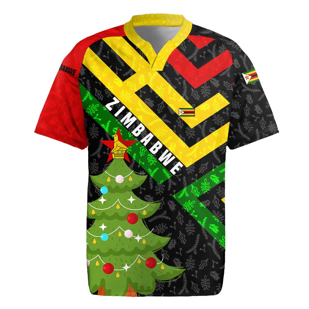 Zimbabwe Christmas Rugby Jersey Flag Colors Xmas Tree and Holiday - African Pride
