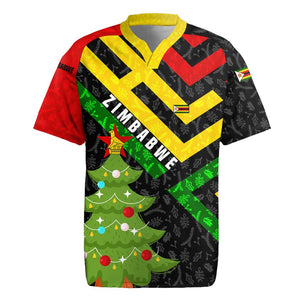 Zimbabwe Christmas Rugby Jersey Flag Colors Xmas Tree and Holiday - African Pride