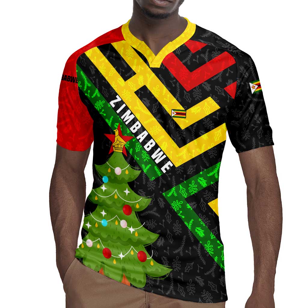 Zimbabwe Christmas Rugby Jersey Flag Colors Xmas Tree and Holiday - African Pride