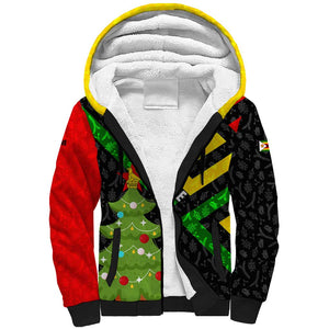 Zimbabwe Christmas Sherpa Hoodie Flag Colors Xmas Tree and Holiday - African Pride