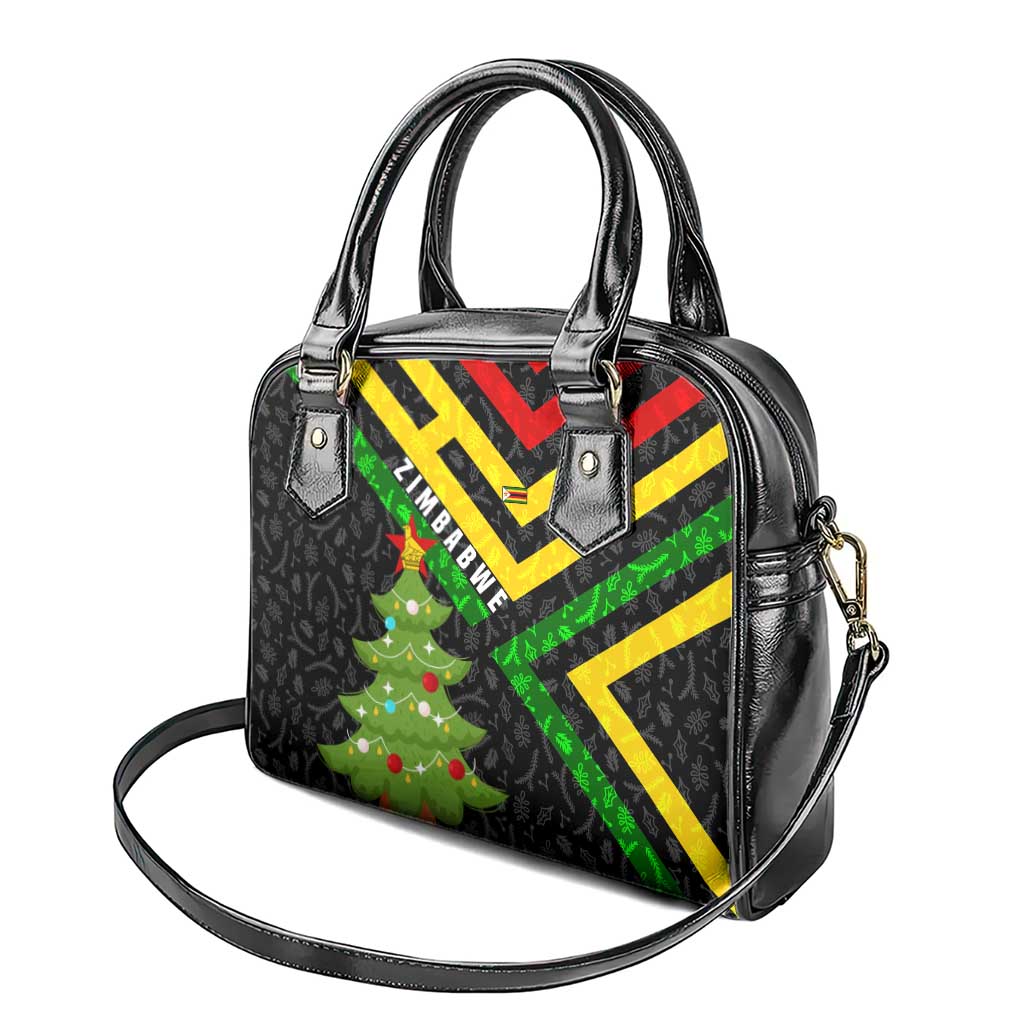 Zimbabwe Christmas Shoulder Handbag Flag Colors Xmas Tree and Holiday - African Pride