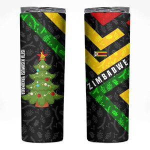 Zimbabwe Christmas Skinny Tumbler Flag Colors Xmas Tree and Holiday - African Pride