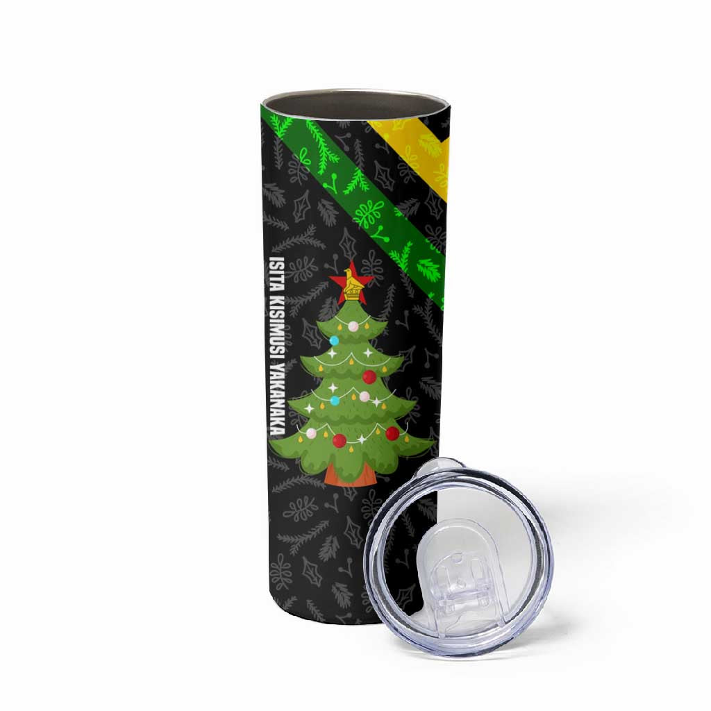 Zimbabwe Christmas Skinny Tumbler Flag Colors Xmas Tree and Holiday - African Pride