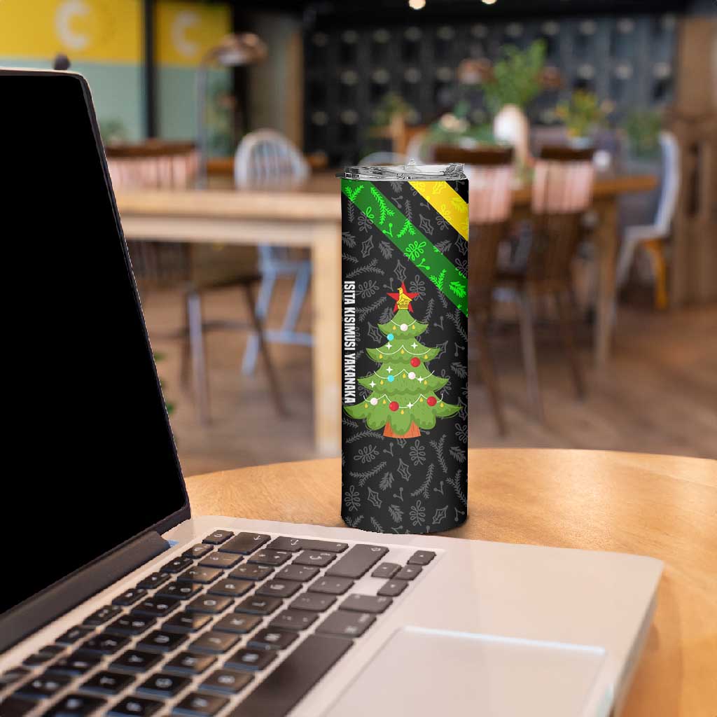 Zimbabwe Christmas Skinny Tumbler Flag Colors Xmas Tree and Holiday - African Pride
