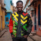 Zimbabwe Christmas Sleeve Zip Bomber Jacket Flag Colors Xmas Tree and Holiday - African Pride