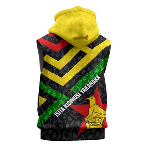 Zimbabwe Christmas Sleeveless Hoodie Flag Colors Xmas Tree and Holiday - African Pride