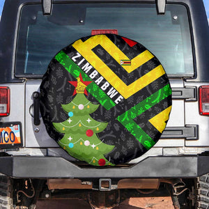 Zimbabwe Christmas Spare Tire Cover Flag Colors Xmas Tree and Holiday - African Pride