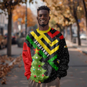 Zimbabwe Christmas Sweatshirt Flag Colors Xmas Tree and Holiday - African Pride
