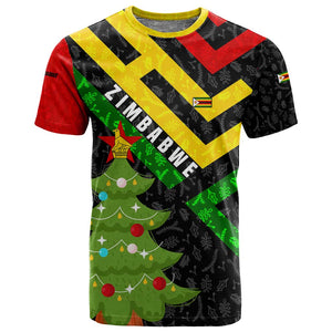 Zimbabwe Christmas T shirt Flag Colors Xmas Tree and Holiday - African Pride