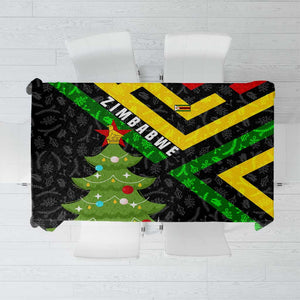 Zimbabwe Christmas Tablecloth Flag Colors Xmas Tree and Holiday - African Pride