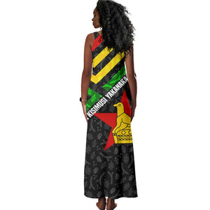 Zimbabwe Christmas Tank Maxi Dress Flag Colors Xmas Tree and Holiday - African Pride