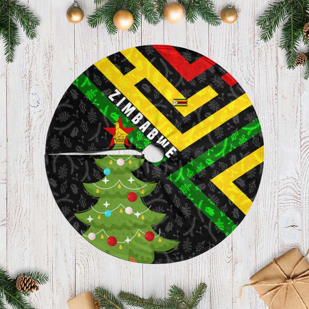 Zimbabwe Christmas Tree Skirt Flag Colors Xmas Tree and Holiday - African Pride