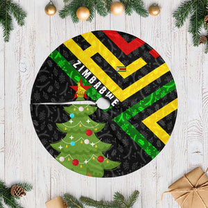 Zimbabwe Christmas Tree Skirt Flag Colors Xmas Tree and Holiday - African Pride